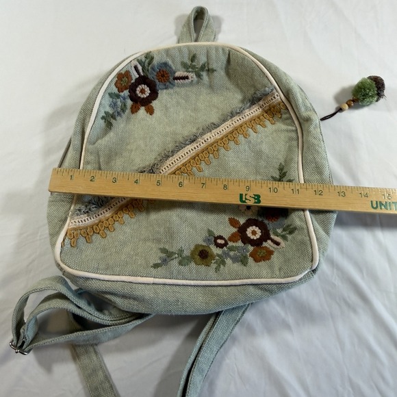 Earth Bound Embroidered Backpack Purse Boho Retro - Picture 8 of 9